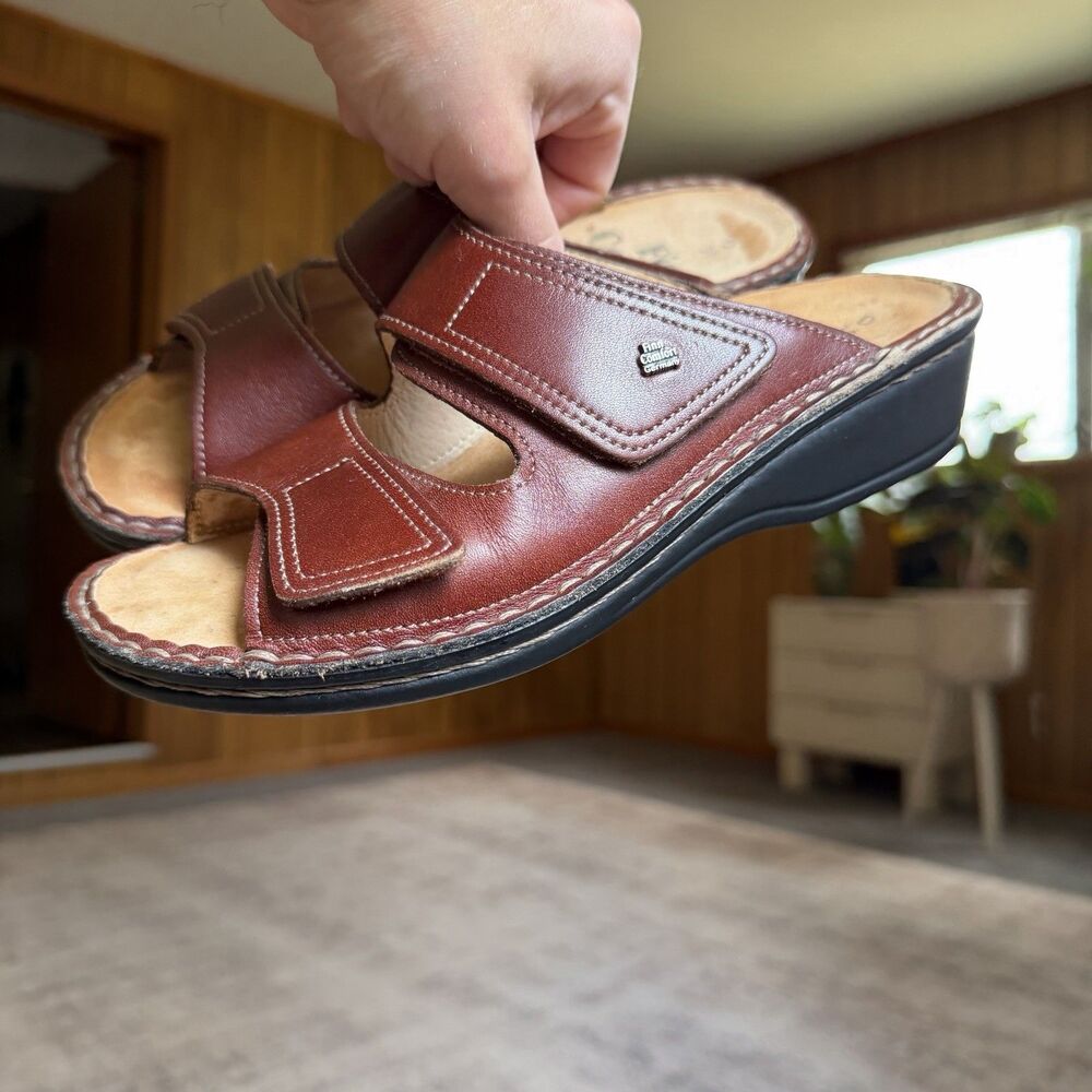 $245 Finn Comfort Brown Leather Jamaica Slip On Sandals Flats Germany Sz 36 US 6 - Picture 14 of 14